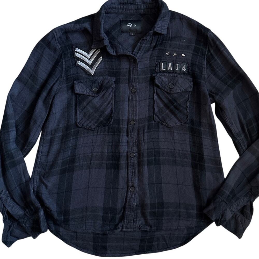 Rails Plaid Pepper Button Up Shirt Juniper Black Size Small - Picture 5 of 9